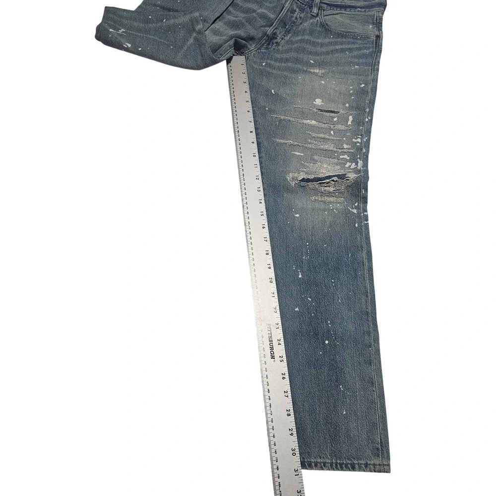 Polo Ralph Lauren Distressed Paint Splatter Ripped Denim Jeans 32x31‎ Button Fly
